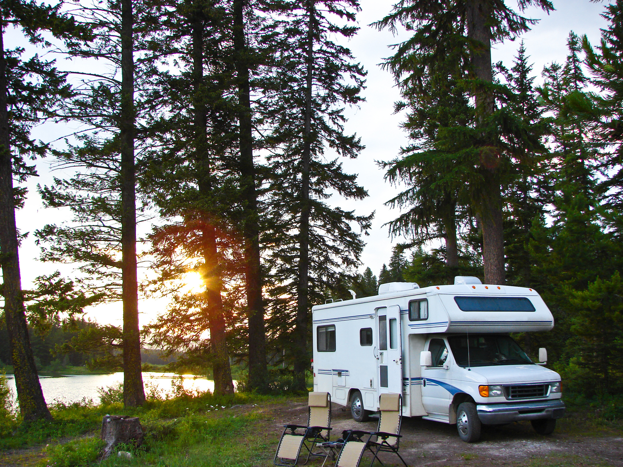 RV Camping on a Lakeside